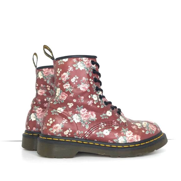 Dr Martens Vintage Rose Burgundy Lace Up Ankle Boots Women’s 6 Shoes - Picture 3 of 13